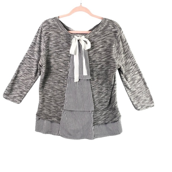 Clu + Willoughby Anthropology Ainsley Preppy Ruffle Back Top  Size Medium - Picture 2 of 9